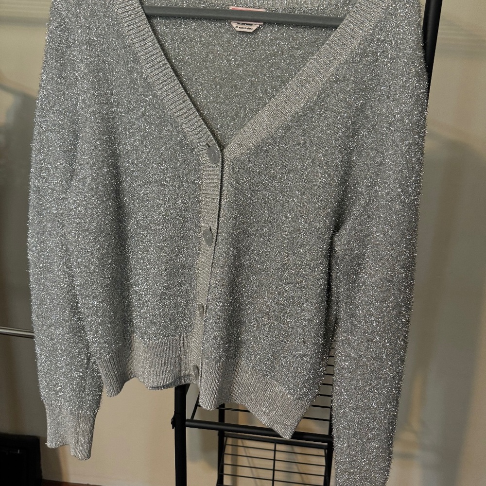 Silver Cardigan Sweater Kate Spade